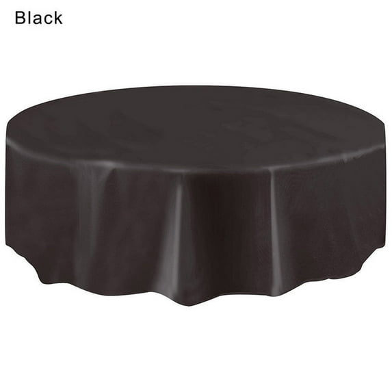 shyuyusa Round Waterproof Vinyl Table Cloth, Buffalo Flannel Backed Tablecloth, Wipeable Plastic Table Cover for Dinner, Kitchen, Picnic