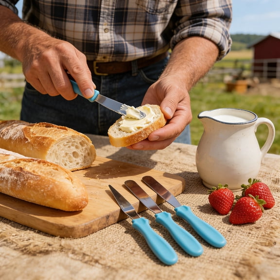 shyuyusa Three-Piece Baking Set With Creaming Spatula Cake Release Knife Piping Straight And Curved Squeegees And Smoothing Knife For Cake Decorating