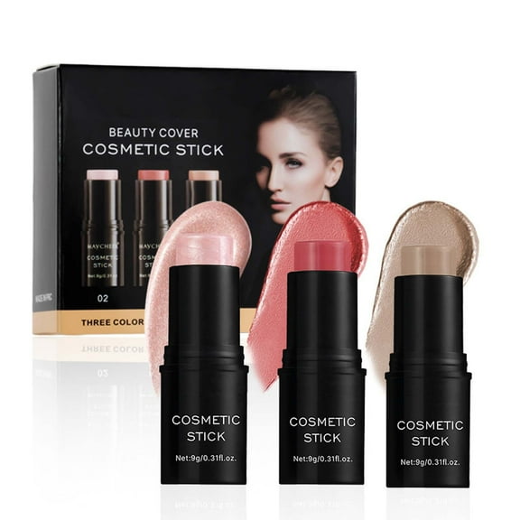 shyuyusa Three Piece Face Stick Suit Face Gloss Powder Blusher