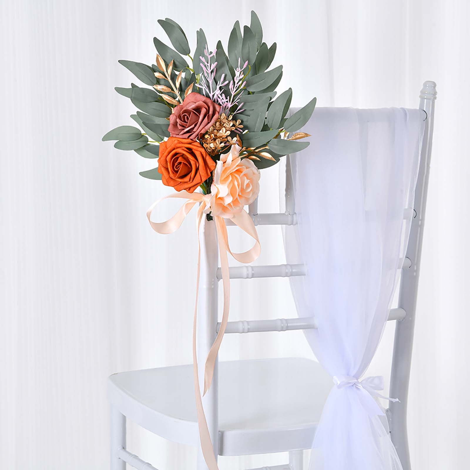 shyuyusa Wedding Aisle Chair Decorations Flowers Rose Floral Wedding ...