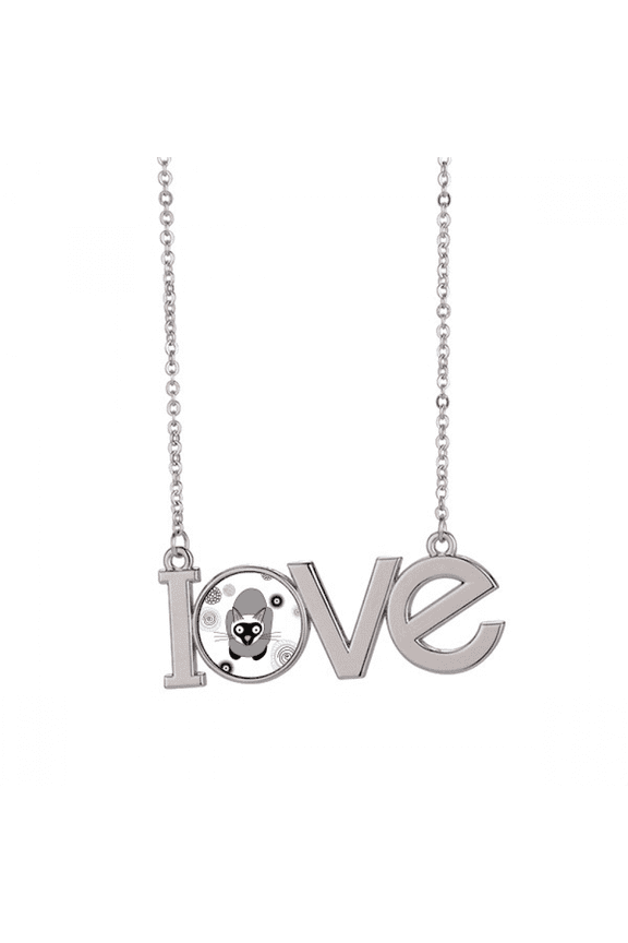siamese kitten gray cat animal love necklace pendant charm jewelry