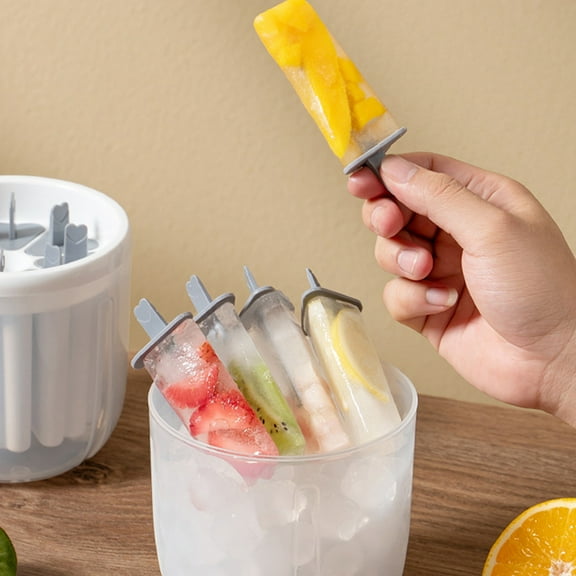 sicle Mold,Ice Molds,8-Cavity Plastic Ice Mold Cute Homemade Ice Maker Reusable with Sticks and Tray,Easy Release(White)