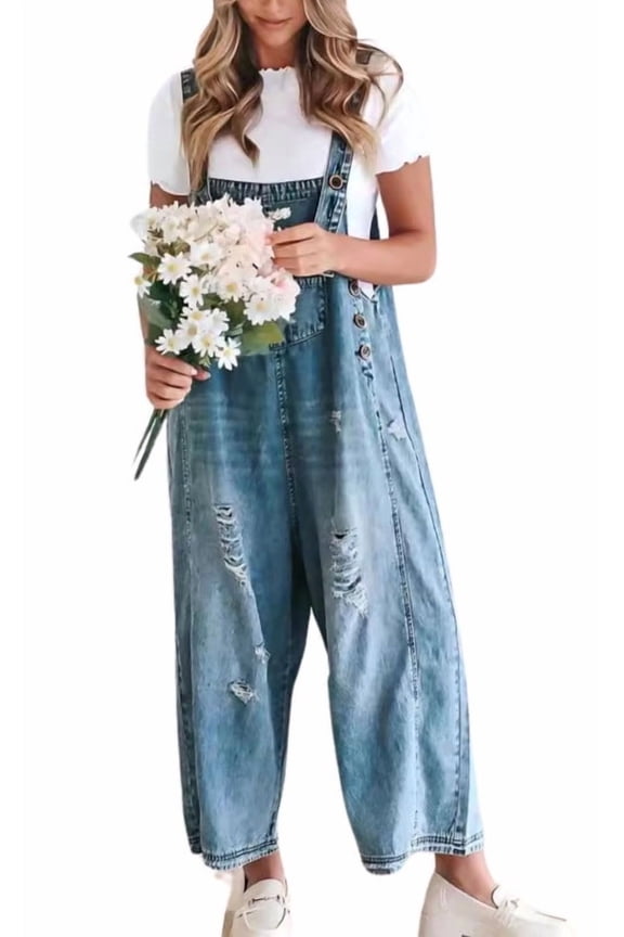 Loose Fit Loose Leg Sleeveless Overalls Women's