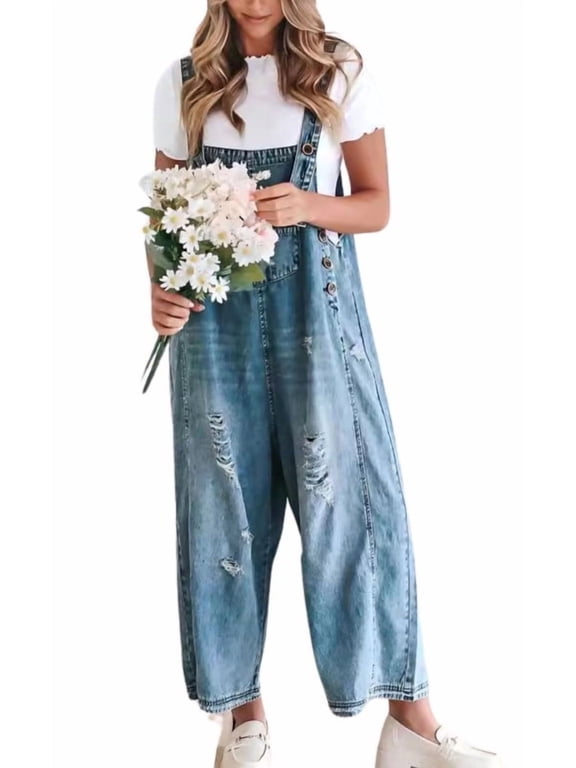 Loose Fit Loose Leg Sleeveless Overalls Women's