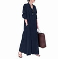 thumbnail image 1 of sicmoss Women's Blue Long Sleeve Button Up Maxi Shirt Dress Loose Fit with Pockets, 1 of 7