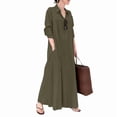 thumbnail image 1 of sicmoss Women's Green Long Sleeve Button Up Maxi Shirt Dress Loose Fit with Pockets, 1 of 7