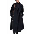 thumbnail image 1 of sicmoss Women's Black Double Breasted Wool Pea Coat Notch Lapel Midi Winter, 1 of 6