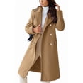 thumbnail image 1 of sicmoss Women's Camel Double Breasted Wool Overcoat, Lapel Long Winter with Pockets, 1 of 7
