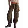 thumbnail image 1 of sicmoss Women's Caramel Y2K Vintage Mid Rise Stretchy Barrel Jeans Loose Wide Leg Cropped with Pockets, 1 of 4