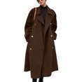 thumbnail image 1 of sicmoss Women's Coffee Double Breasted Wool Pea Coat Notch Lapel Midi Winter, 1 of 6