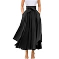 thumbnail image 1 of sicmoss Women's Black High Waisted Bohemian Maxi Skirt, Side Slit Flowy with Pockets, 1 of 8