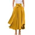thumbnail image 1 of sicmoss Women's Yellow High Waisted Bohemian Maxi Skirt, Side Slit Flowy with Pockets, 1 of 8