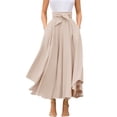 thumbnail image 1 of sicmoss Women's Apricot High Waisted Bohemian Maxi Skirt, Side Slit Flowy with Pockets, 1 of 8