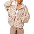thumbnail image 1 of sicmoss Women's White Checkered Oversized Sherpa Jacket Fuzzy Warm Winter with Pockets, 1 of 6