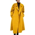 thumbnail image 1 of sicmoss Women's Yellow Double Breasted Wool Pea Coat Notch Lapel Midi Winter, 1 of 6