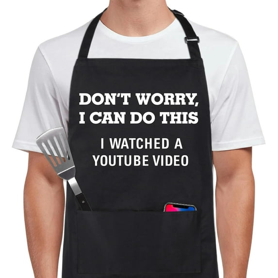 sidao 100% Cotton Funny Apron for Men Women Adjustable Bib Aprons with 2 Pockets Grill Kitchen Cooking BBQ One Size Fits All