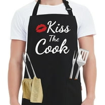 sidao Funny Aprons for Women Men - Kiss the Cook Apron - Funny Chef Cooking BBQ Grill Aprons with 2 Pockets - Birthday Mothers Day Gifts for Mom, Wife - Fathers Day Christmas Gifts for Dad, Husband