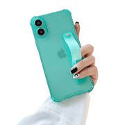 siduater Clear Case for iPhone 17 | Soft Clear TPU Bumper Rugged Cover with Adjustable Finger Grip Loop for Girls Women, Green