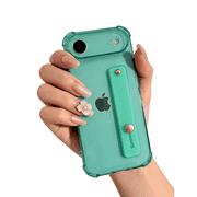 siduater Clear Case for iPhone Air | Soft Clear TPU Bumper Rugged Cover with Adjustable Finger Grip Loop for Girls Women, Green