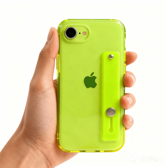 siduater Clear Case for iPhone 16e | Shockproof Translucent PC Back Cover + Soft TPU Bumper with Adjustable Finger Grip Loop for Girls Women, Neon Green