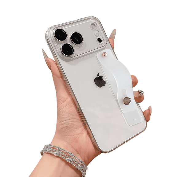 siduater Clear Case for iPhone 17 Pro Max | Shockproof Translucent PC Back Cover + Soft TPU Bumper with Adjustable Finger Grip Loop for Girls Women, HD Clear