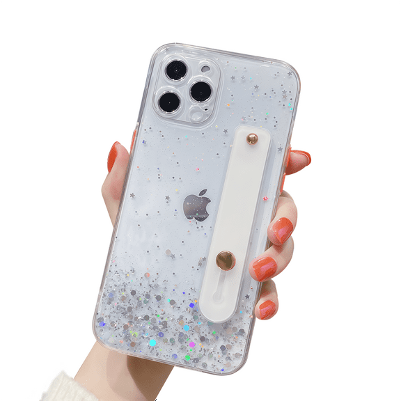 siduater Glitter Case for iPhone 16 Pro | Bling Sparkle Phone Cover with Soft TPU Bumper, Adjustable Hand Grip Loop for Girls Women, Crystal Clear