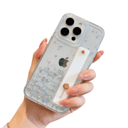siduater Glitter Case for iPhone 16 Pro Max | Bling Sparkle Soft TPU Bumper Cover with Adjustable Finger Grip Loop for Girls Women, Crystal Clear