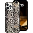 thumbnail image 1 of siduater for iPhone 13 Pro Max Case for Girls Women | Retro Snake Pattern Textured Phone Cover with Adjustable Grip Loop Strap Handle Kickstand, Brown, 1 of 6