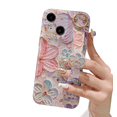 thumbnail image 1 of siduater for iPhone 15 Plus Case for Girls Women | Colorful Retro Oil Painting Flower Phone Cover with Adjustable Grip Loop Strap Handle Kickstand, Floral Pink, 1 of 8