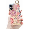 thumbnail image 1 of siduater for iPhone 16 Case for Girls Women | Colorful Retro Oil Painting Flower Phone Cover with Adjustable Grip Loop Strap Handle Kickstand, Cherry Blossom, 1 of 8