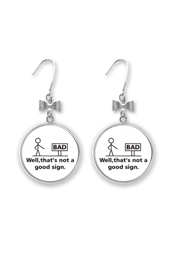 sign road human indication bow earrings drop stud pierced hook