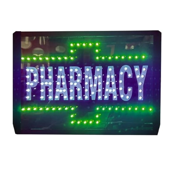 signs and arts Pharmacy LED Sign, 12 inch x 18 inch, Green and White Lights with hanging hoks (INDOOR, 18X12 INCH)