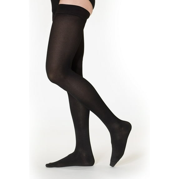 sigvaris 233 cotton men's closed toe thigh highs w/ grip top - 30-40 mmhg long short sig233nm-p
