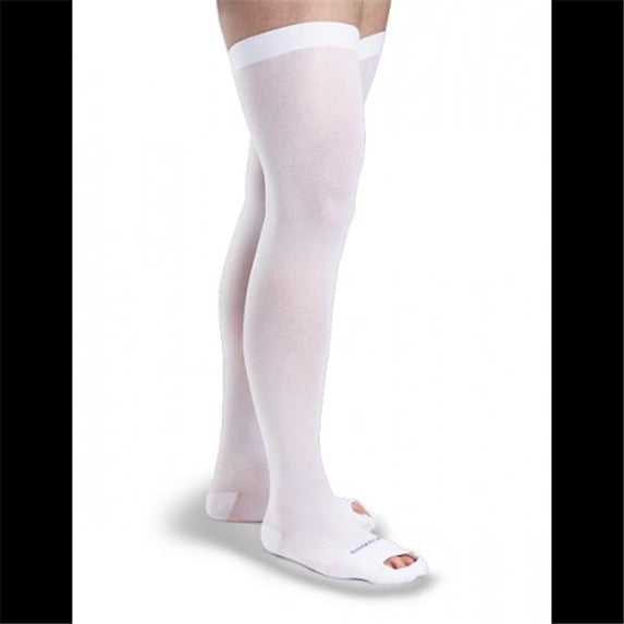 Men's Anti-Embolism Stockings Thigh-High Open Toe White XLarge 18-23mmHg
