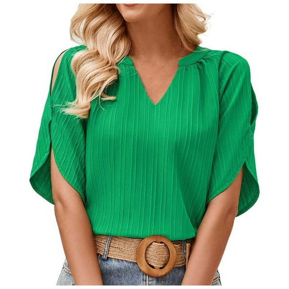 siilsaa Summer Tops for Women Womens T Shirts 2025 Short Sleeve Shirts Fit Summer Casual Tee Tops Green,L