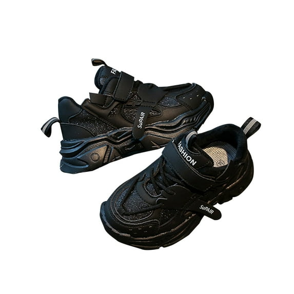 siilsaa Toddler Dress Shoes Kids Sneakers for Girls Running Walking Shoes Lightweight Adjustable Sneaker Black,29