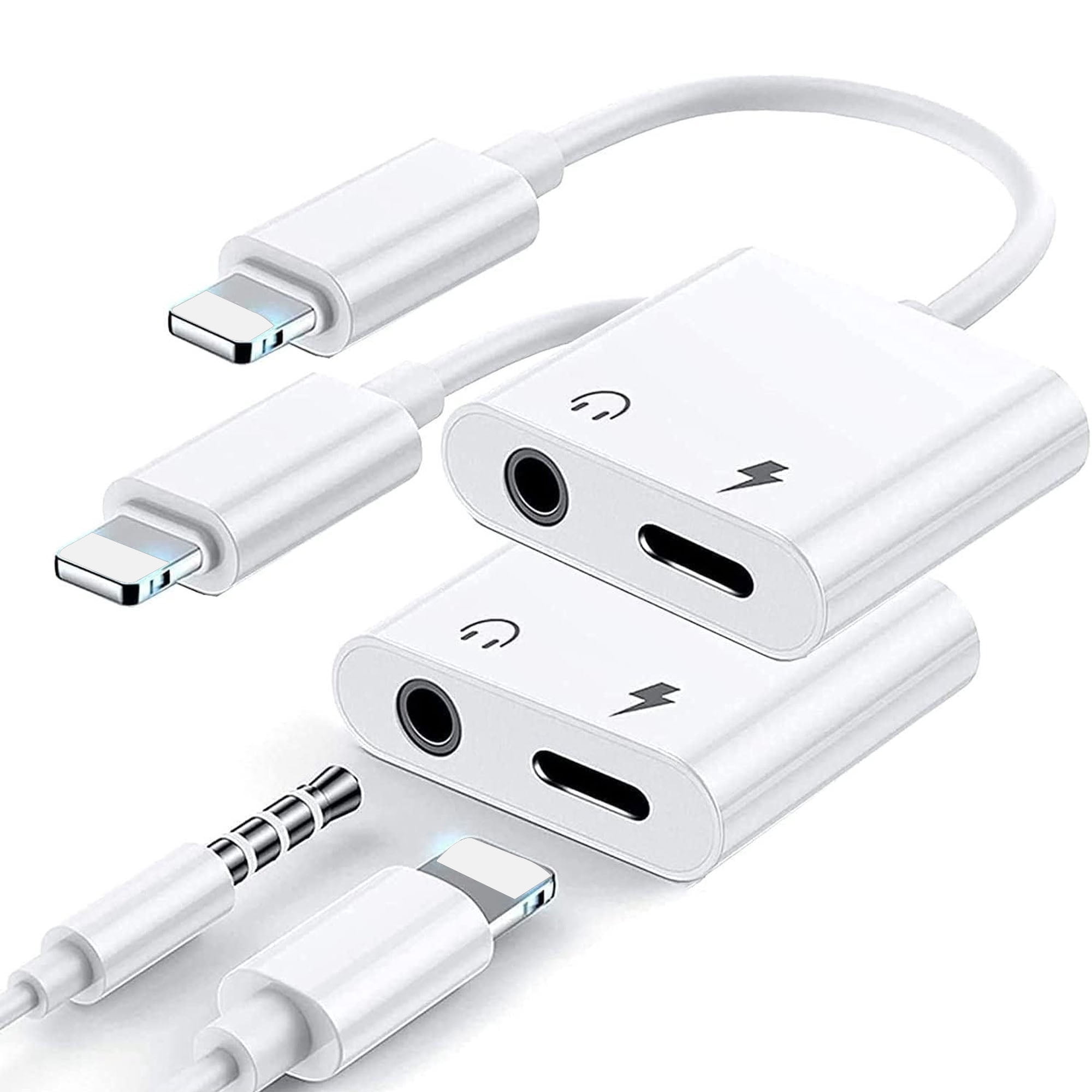 Siisll 2 Pcs iPhone Adapter Lightning to 3.5mm Audio Charger Compatible with iPhone 14 6 iPad Walmart