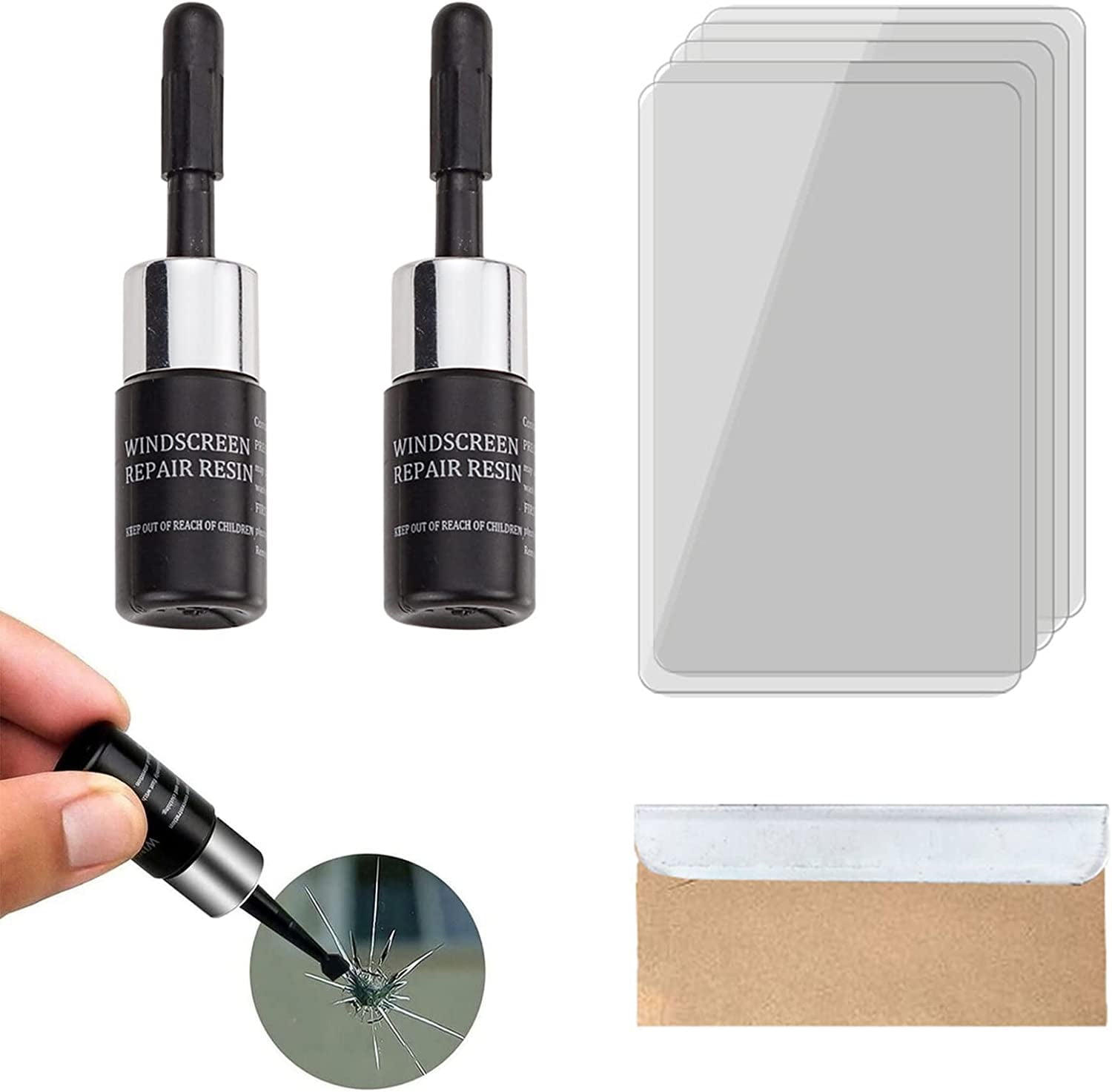 siisll Car Windshield Repair Kit Tool Glass Repair Liquid, Windscreen Repair Kit Tool, Car Glass Windscreen Repair Kit Windscreen Repair for Cracks - 2 Pieces