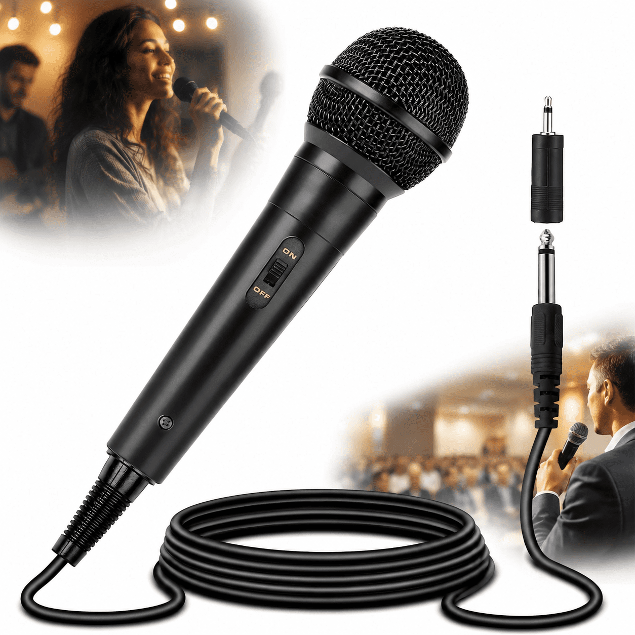 siisll Microphone Handheld Wired Microphone, Cardioid Dynamic Vocal Mic with 13ft Cable and ON/Off Switch, Ideally Suited for Speakers, Karaoke , Amp, Mixer