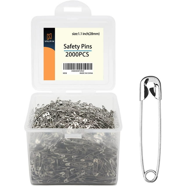 siisll Safety Pins Assorted,250 PCS Nickel Plated Steel Large Safety Pins Heavy Duty, 6