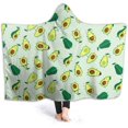 thumbnail image 1 of silau Green Avocados Cartoon Flannel Fleece Throw Hooded Blanket 50"x60" Living Room/Bedroom/Sofa Couch Warm Soft Bed Blanket for Kids Adults All Season, 1 of 6
