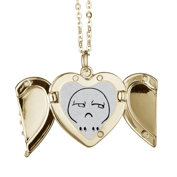 silent black cute chat fpattern folded wings peach heart pendant necklace