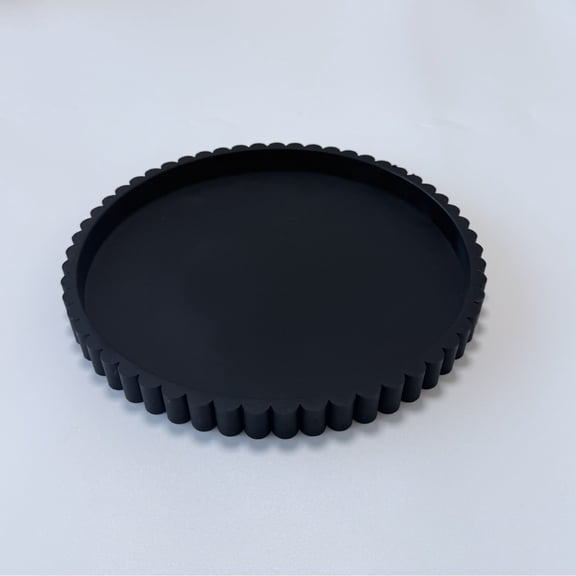 silicone 12in Decorative Tray for Coffee Table Tray Decor, Black Decorative Round Tray for Kitchen, Living Room, Home Decor