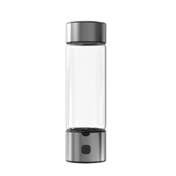 silver Portable Hydrogen Water Generator Bottle Rechargeable Glass Hydrogen Water Cup With Hydrogen Absorption Tube 460Ml High Borosilicate Glass Cup Silver