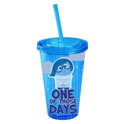 silver buffalo io04087 disney pixar inside out one of those days plastic cold cup with lid and straw, 16-ounces