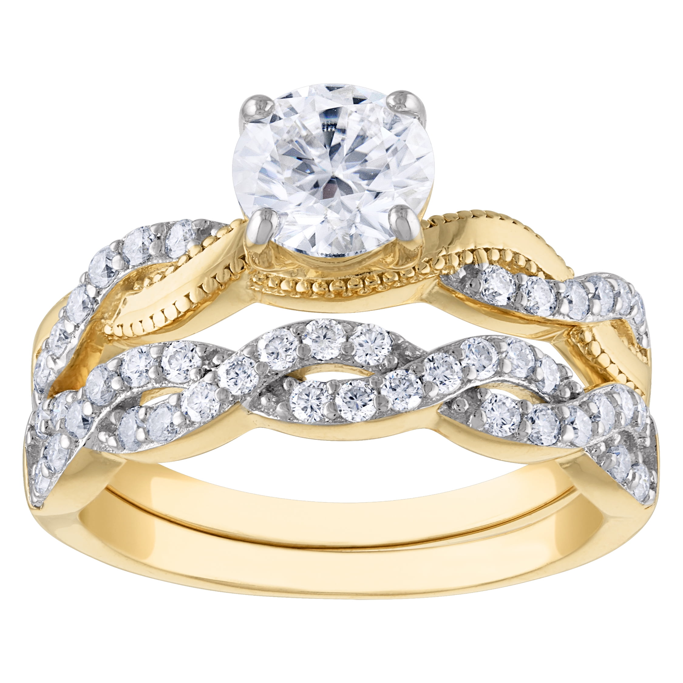 silver cr moissanite 2 cttw engagement ring set
