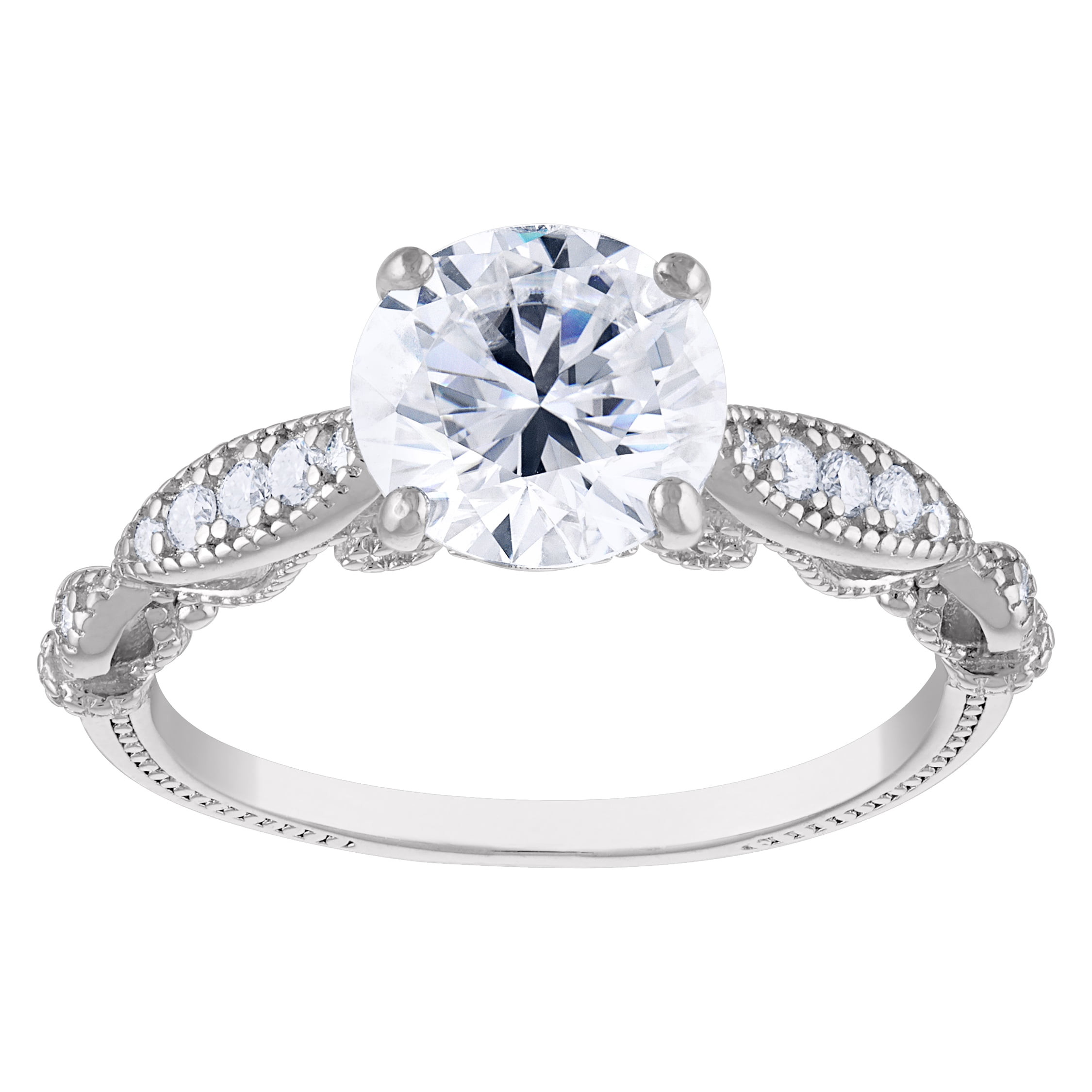 silver created moissanite 2.3 cttw engagement ring