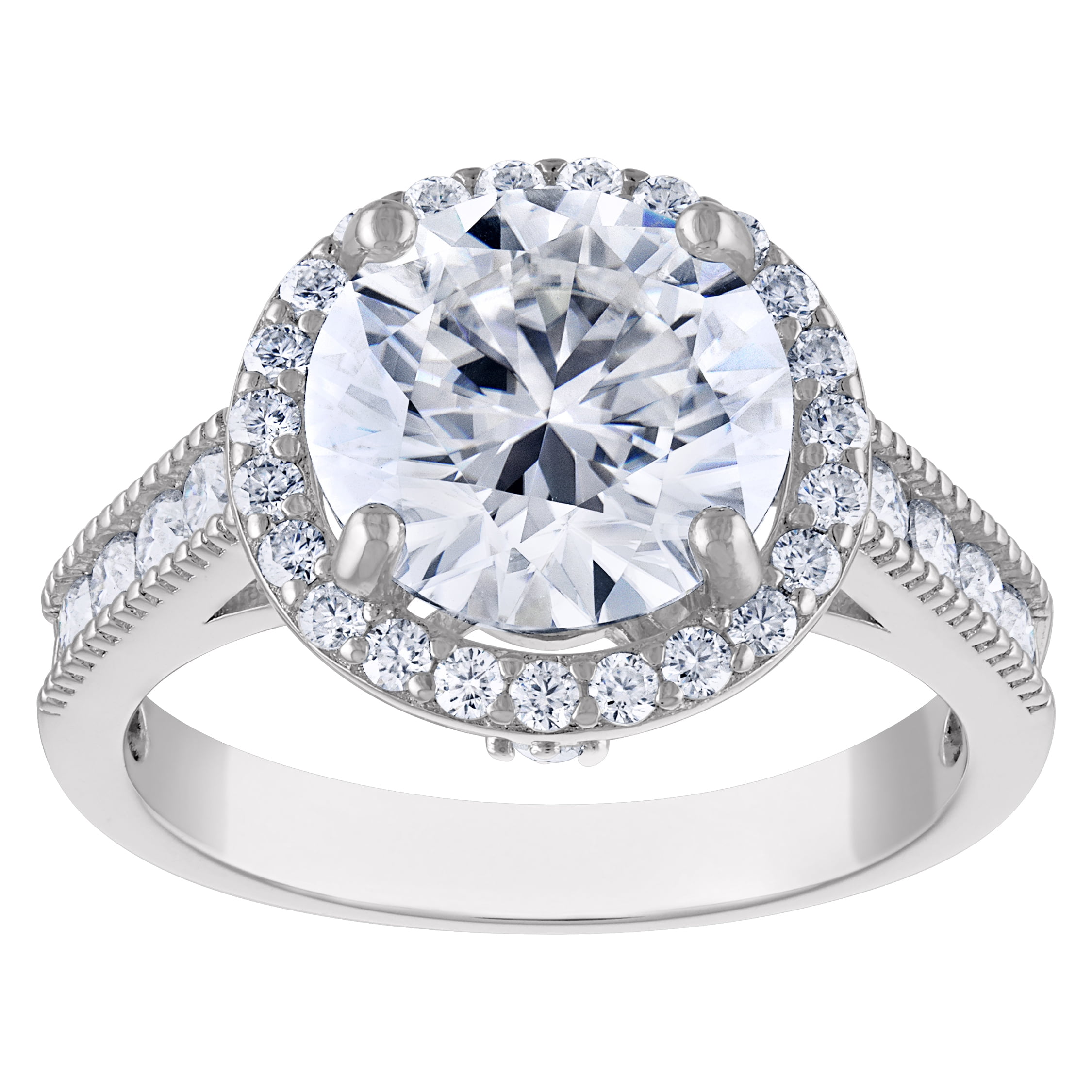 silver created moissanite 5.2 cttw engagement ring