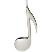 Broadway Gift Silver Eighth Note Music Instrument Replica Christmas Ornament, Size 5 inch
