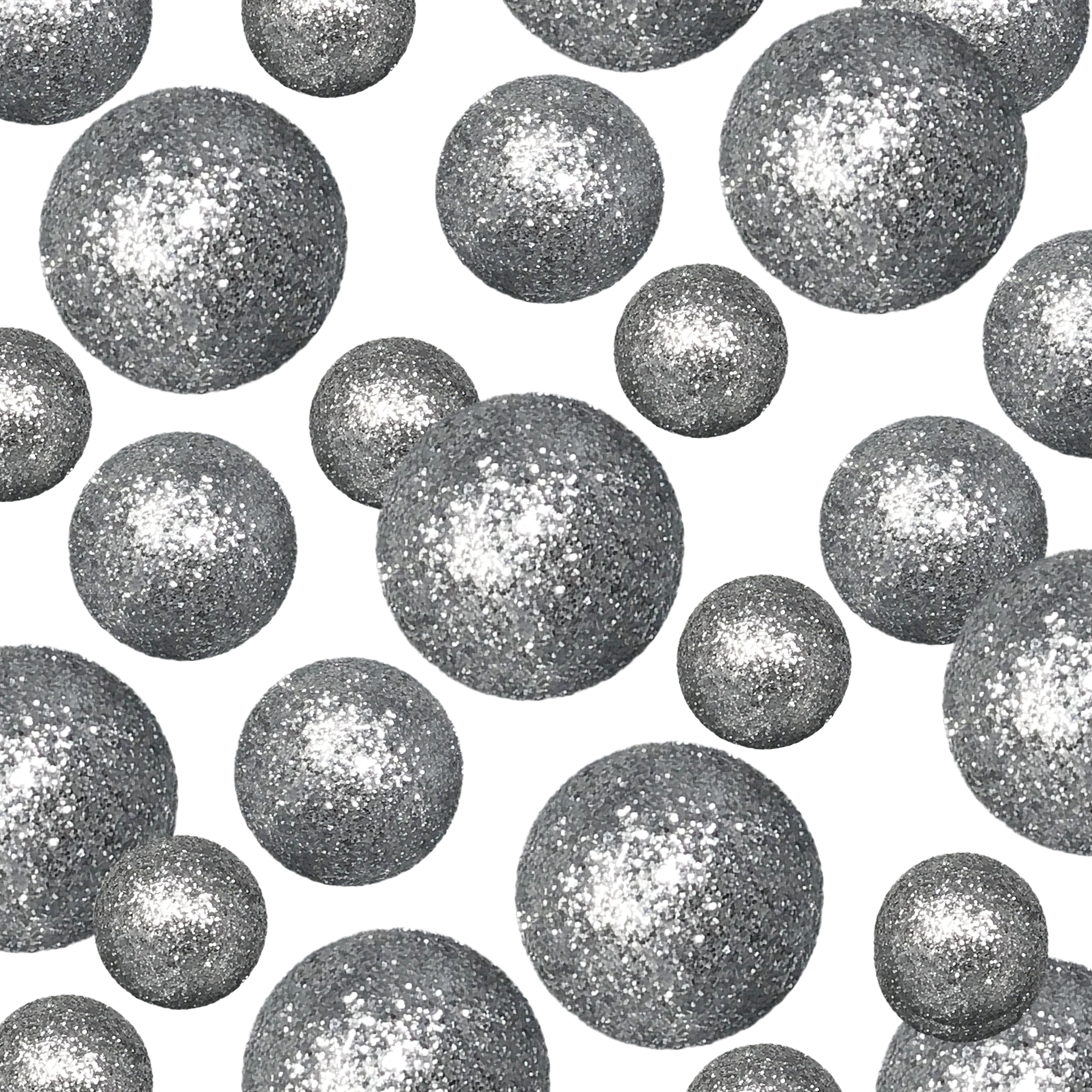silver iridescent foam balls - large set of glittered vase filler decorative balls table scatter decorations silver party decor - sizes of mini glittery silvery snow balls